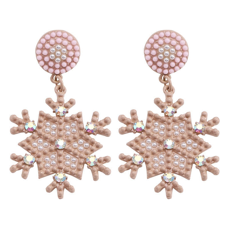 1 Pair Cute Snowflake Plating Alloy Drop Earrings