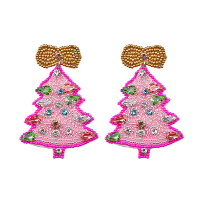 1 Pair Cute Christmas Tree Crutch Snowflake Plastic Drop Earrings