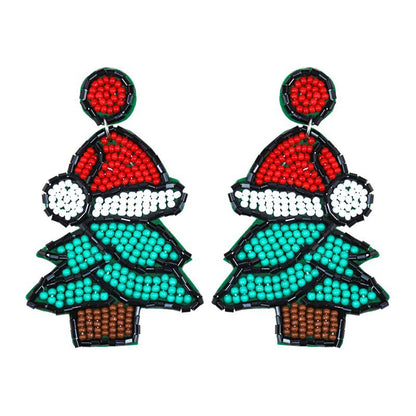 1 Pair Cute Christmas Tree Crutch Snowflake Plastic Drop Earrings