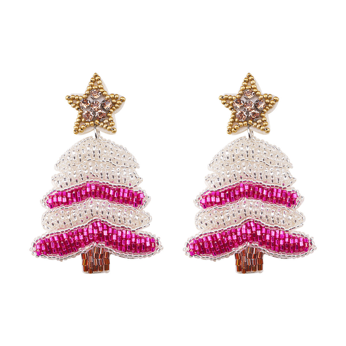 1 Pair Cute Christmas Tree Crutch Snowflake Plastic Drop Earrings