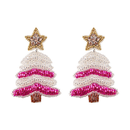 1 Pair Cute Christmas Tree Crutch Snowflake Plastic Drop Earrings