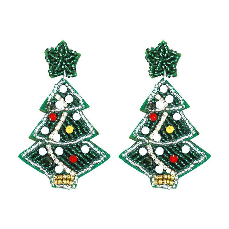 1 Pair Cute Christmas Tree Crutch Snowflake Plastic Drop Earrings