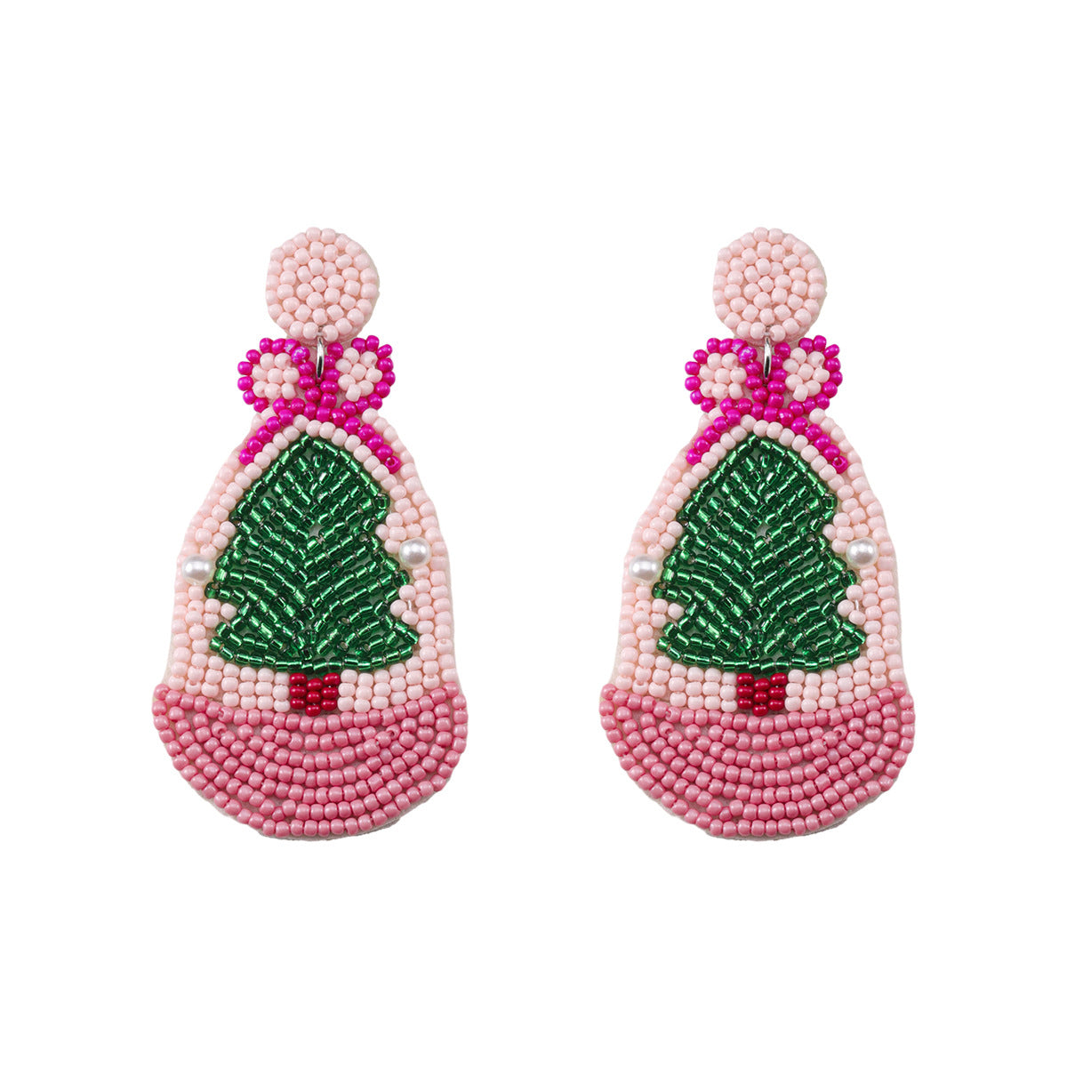 1 Pair Cute Christmas Tree Crutch Snowflake Plastic Drop Earrings