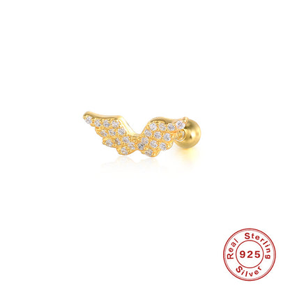 1 Piece Vintage Style Ice Cream Heart Shape Butterfly Plating Inlay Sterling Silver Zircon Ear Studs
