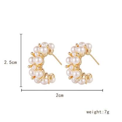 1 Pair Elegant Geometric Plating Inlay Alloy Artificial Pearls Ear Studs