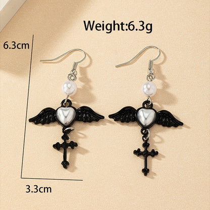 1 Pair Simple Style Heart Shape Plating Inlay Alloy Acrylic White Gold Plated Drop Earrings