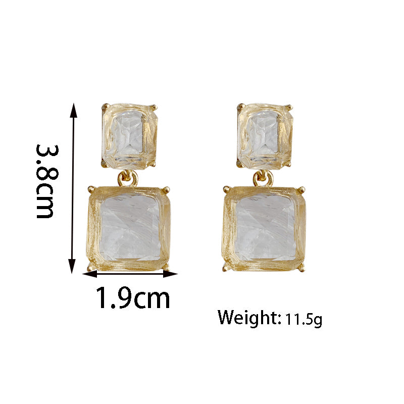 1 Pair Simple Style Square Plating Inlay Alloy Zircon Gold Plated Drop Earrings