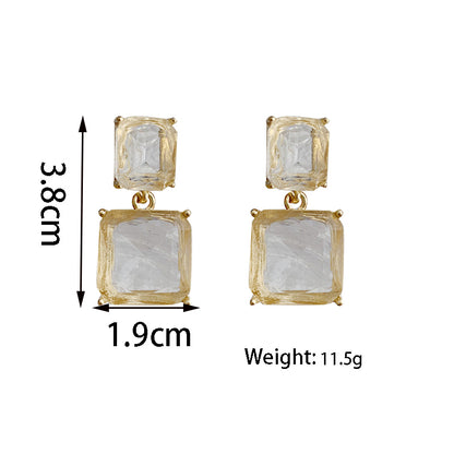 1 Pair Simple Style Square Plating Inlay Alloy Zircon Gold Plated Drop Earrings