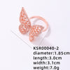 Simple Style Butterfly Copper Plating Inlay Zircon Gold Plated Open Rings