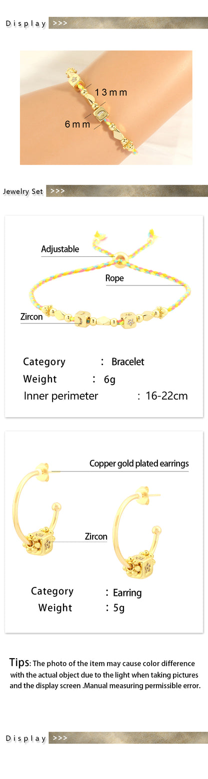 Simple Style Moon Heart Shape Eye Copper Beaded Plating Inlay Zircon 18k Gold Plated Jewelry Set