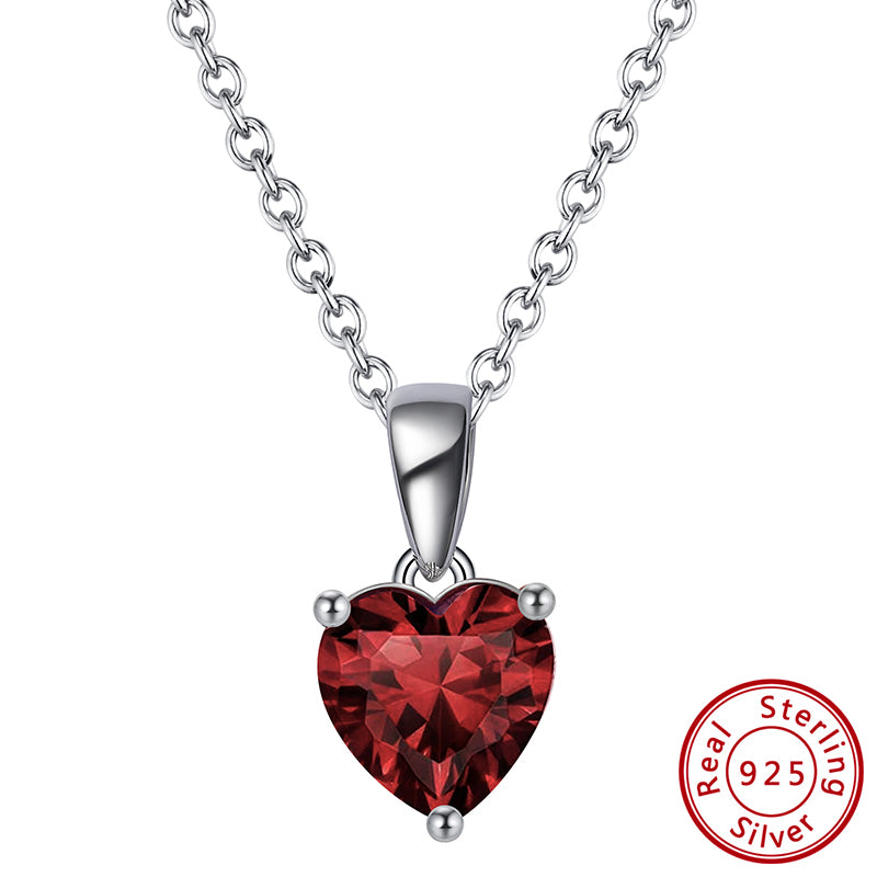 Simple Style Classic Style Heart Shape Sterling Silver Polishing Plating Inlay Zircon White Gold Plated Pendant Necklace