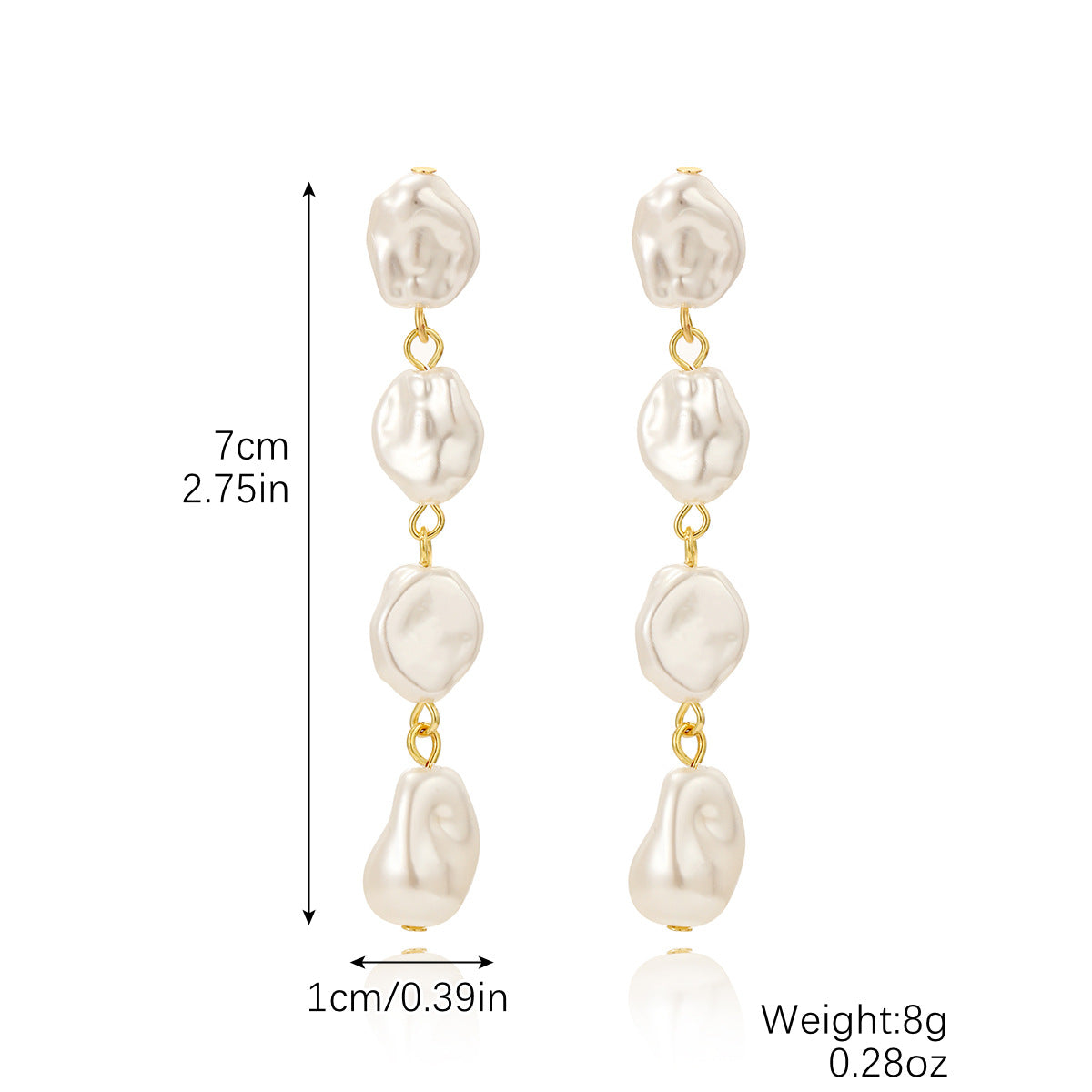 1 Pair Elegant Streetwear Geometric Plating Imitation Pearl Drop Earrings