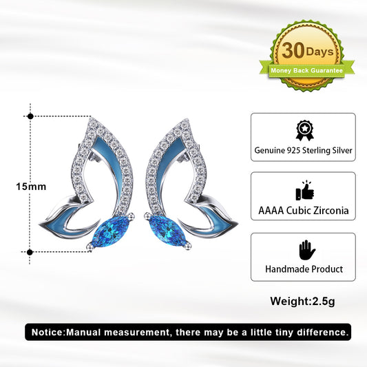 1 Pair Simple Style Butterfly Epoxy Plating Inlay Sterling Silver Zircon 14k Gold Plated White Gold Plated Ear Studs