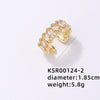 Simple Style Korean Style Geometric Copper Plating Hollow Out Inlay Zircon Gold Plated Open Rings