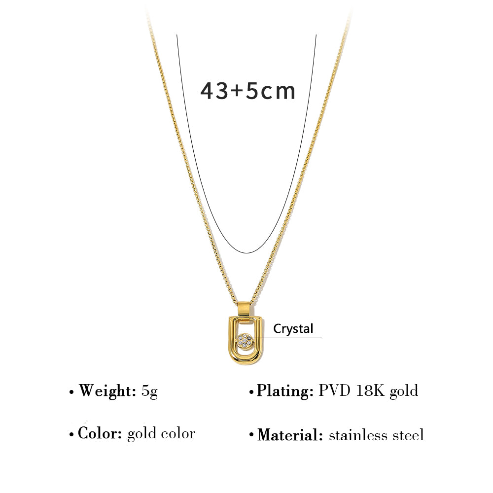 Casual Streetwear Geometric Stainless Steel Titanium Steel Plating Inlay Zircon 18k Gold Plated Necklace