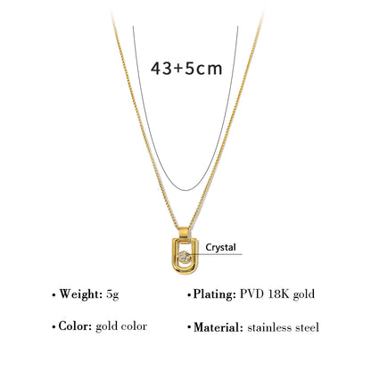 Casual Streetwear Geometric Stainless Steel Titanium Steel Plating Inlay Zircon 18k Gold Plated Necklace