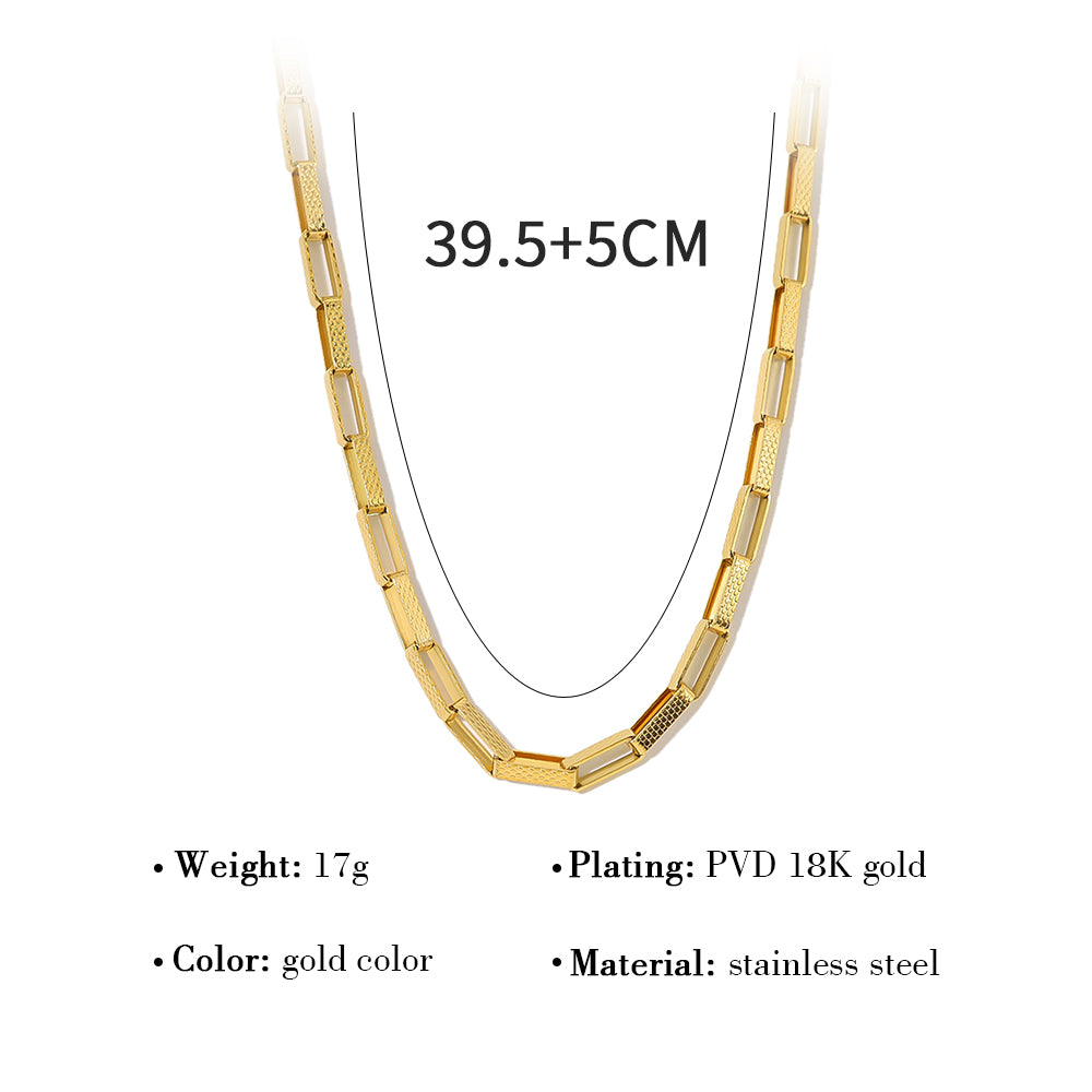 Casual Streetwear Geometric Stainless Steel Titanium Steel Plating Inlay Zircon 18k Gold Plated Necklace