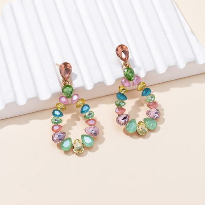 1 Pair Casual Vacation Water Droplets Alloy Glass Rhinestones Drop Earrings