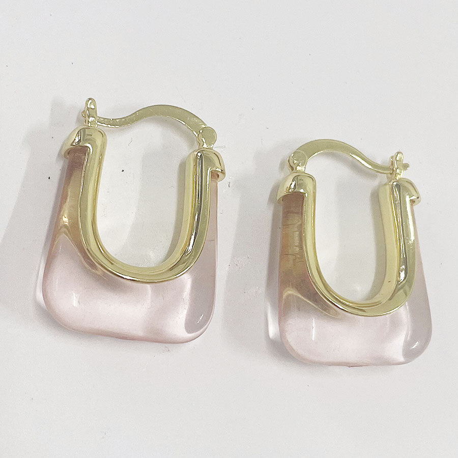 1 Pair Classic Style Color Block Copper Resin 14k Gold Plated Earrings