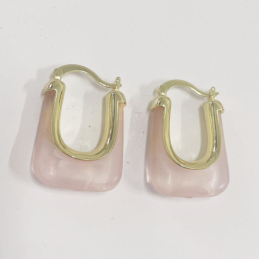 1 Pair Classic Style Color Block Copper Resin 14k Gold Plated Earrings