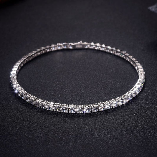Casual Solid Color Sterling Silver Plating Inlay Zircon Silver Plated Tennis Bracelet