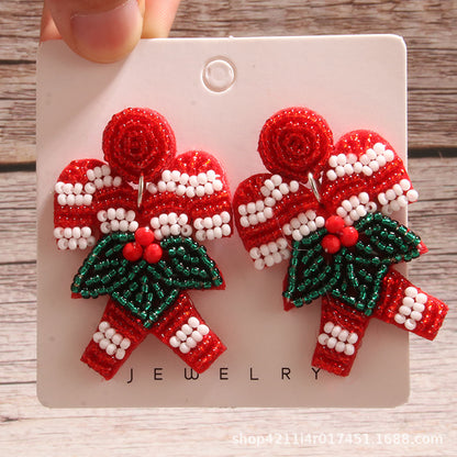 1 Pair Elegant Exaggerated Streetwear Christmas Tree Snowflake Glass Drop Earrings