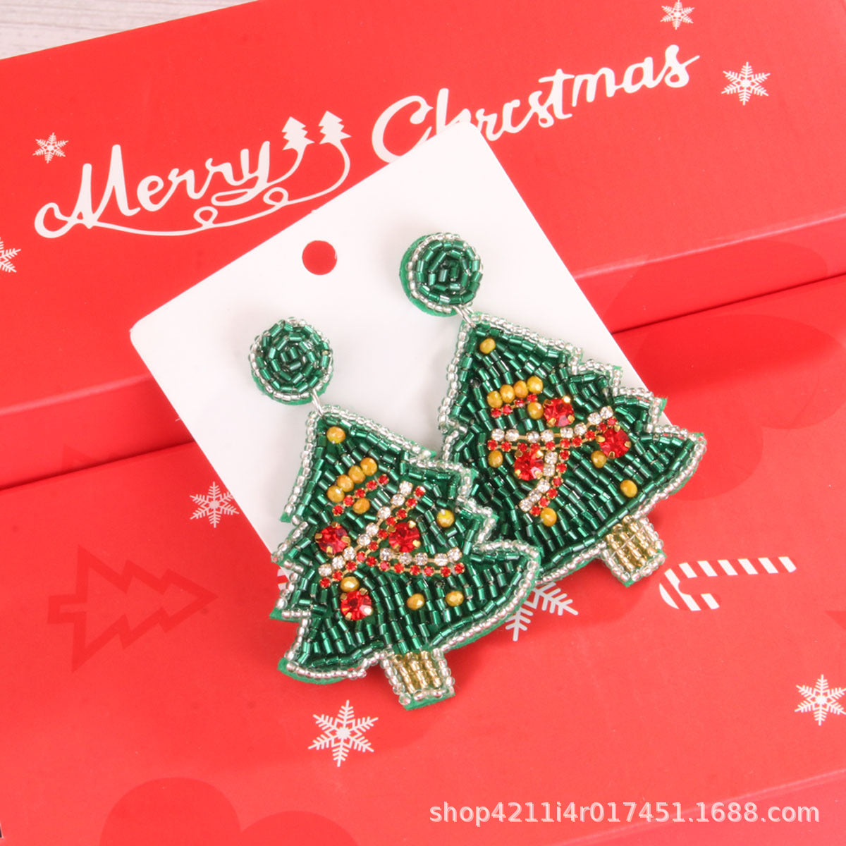 1 Pair Elegant Exaggerated Streetwear Christmas Tree Snowflake Glass Drop Earrings