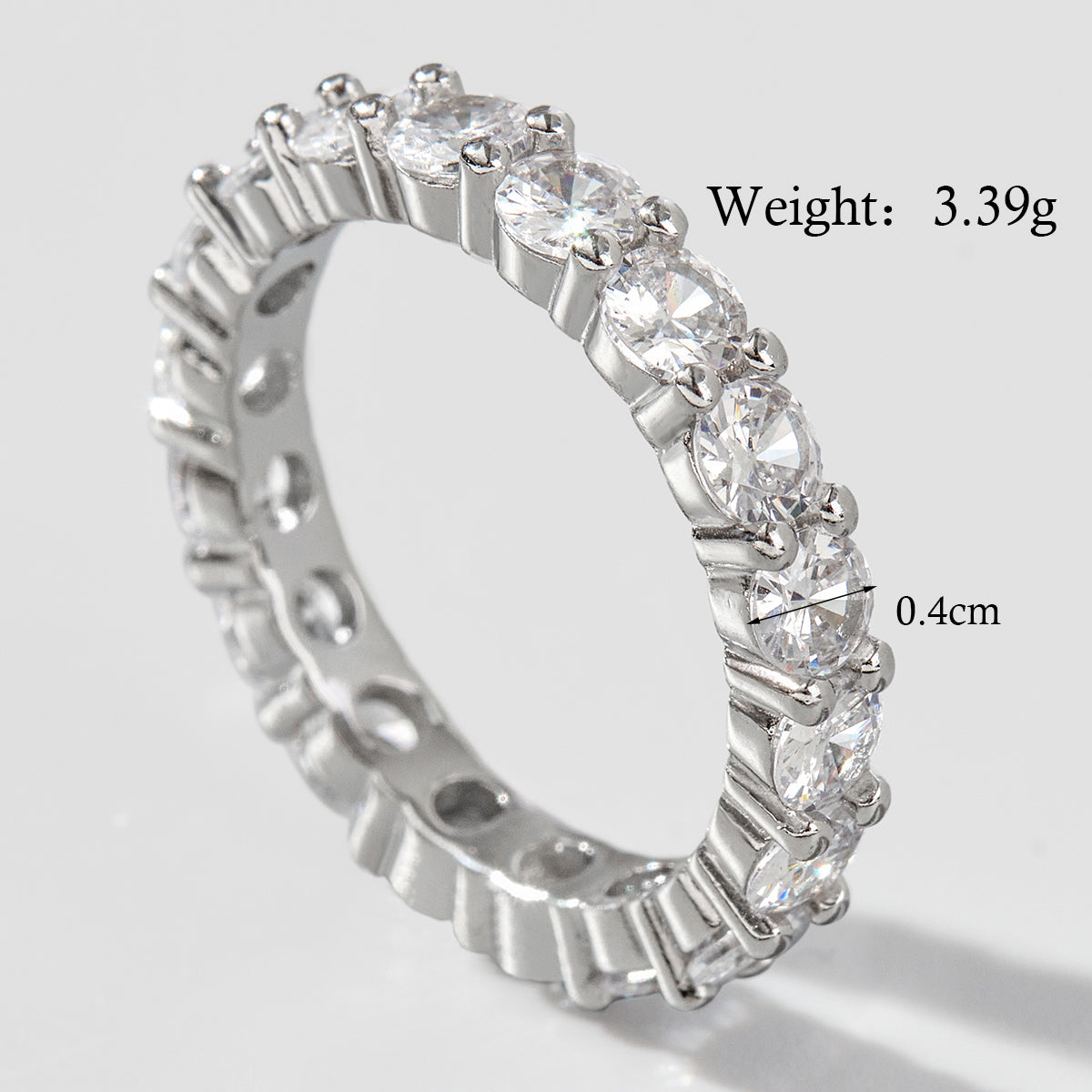 Elegant Solid Color Sterling Silver Plating Inlay Zircon White Gold Plated Rhodium Plated Rings