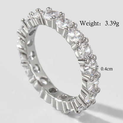 Elegant Solid Color Sterling Silver Plating Inlay Zircon White Gold Plated Rhodium Plated Rings