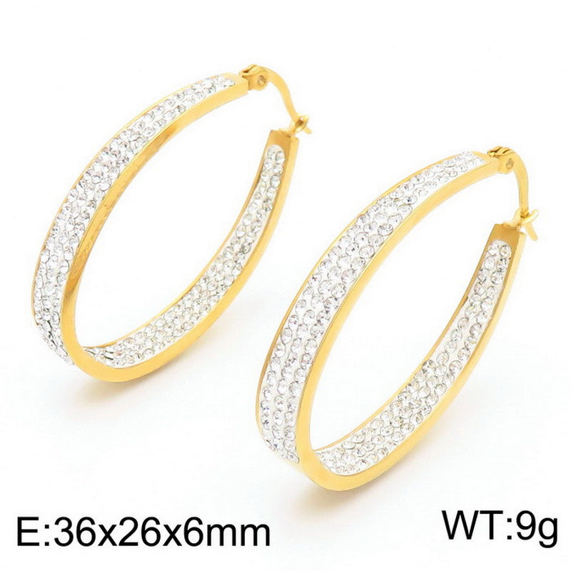 1 Pair Simple Style Classic Style U Shape Inlay Stainless Steel Rhinestones Earrings