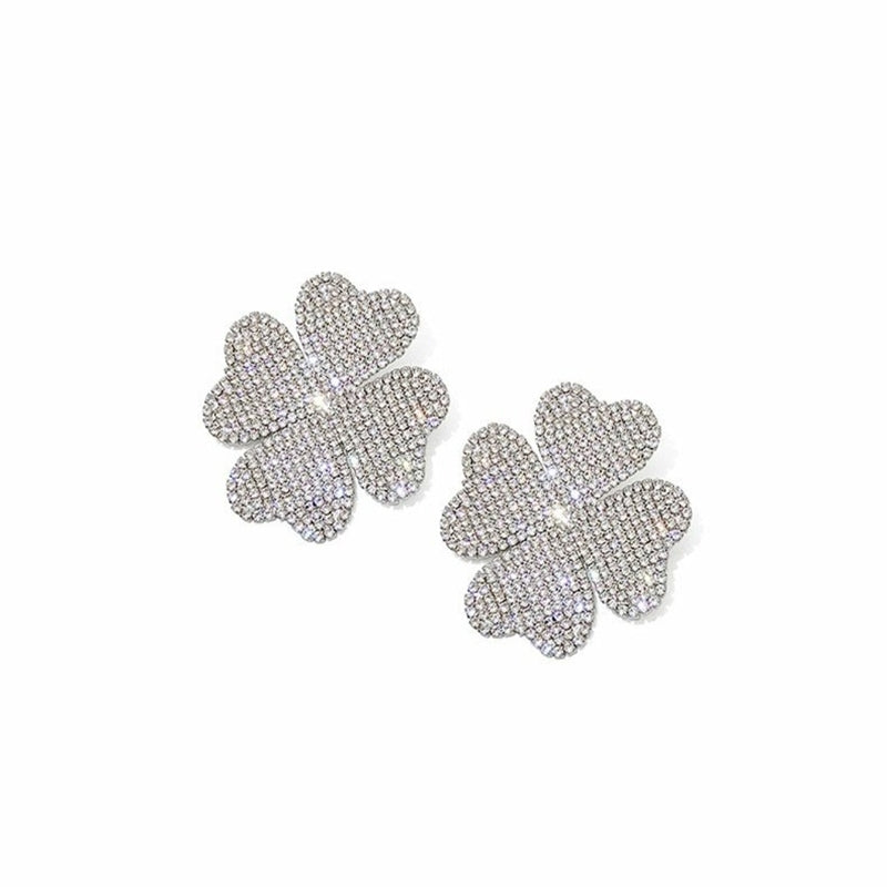 1 Pair Casual Retro Flower Plating Inlay Alloy Rhinestones Silver Plated Ear Studs