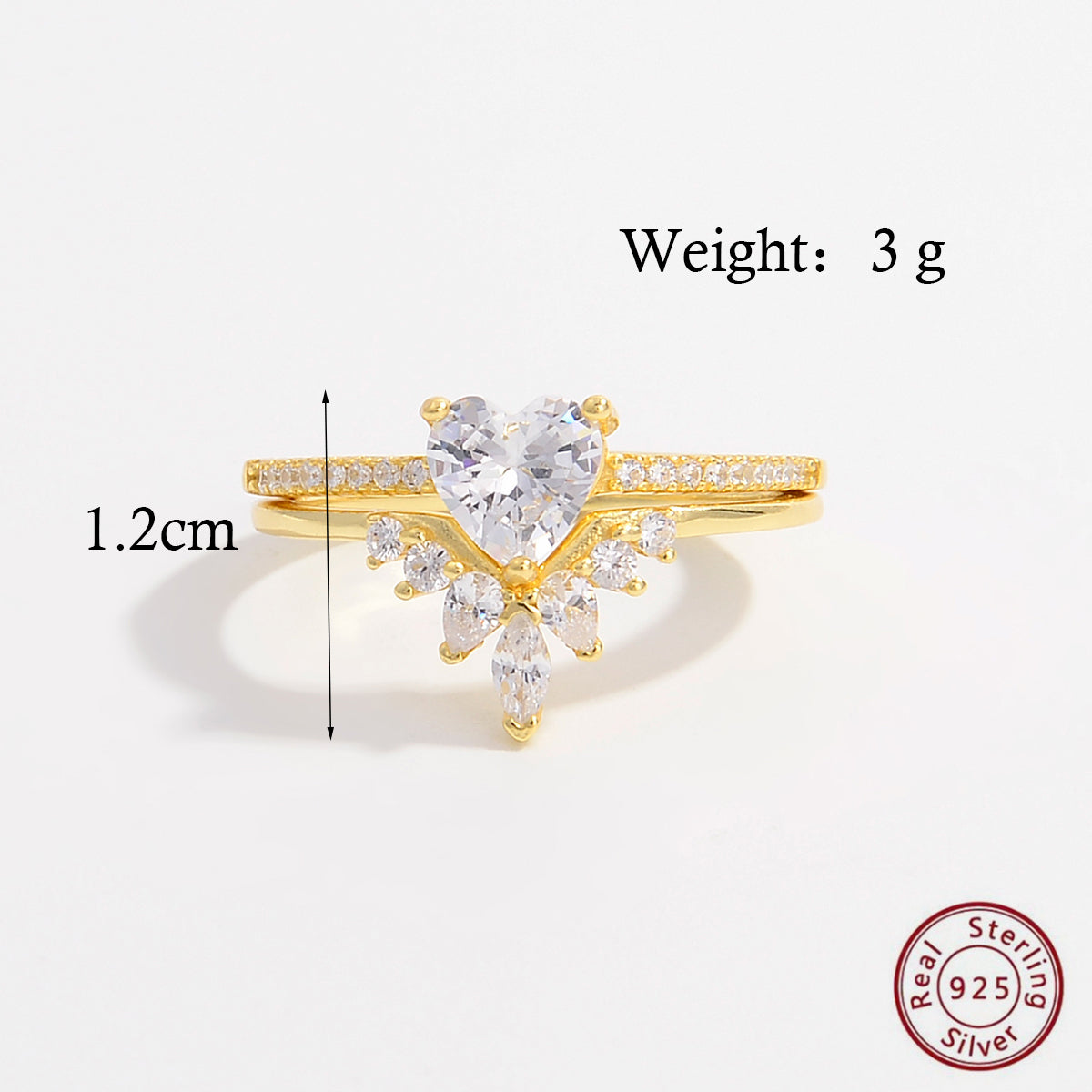 Elegant Solid Color Sterling Silver Plating Inlay Zircon 14k Gold Plated Rings