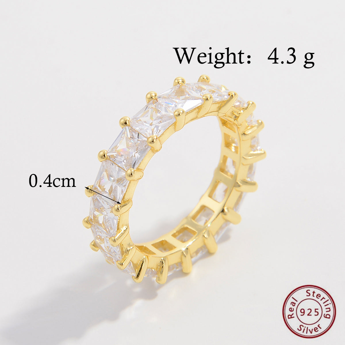 Elegant Solid Color Sterling Silver Plating Inlay Zircon 14k Gold Plated Rings