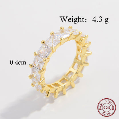 Elegant Solid Color Sterling Silver Plating Inlay Zircon 14k Gold Plated Rings