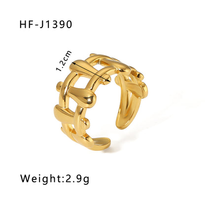 Modern Style Geometric Stainless Steel Plating Open Rings