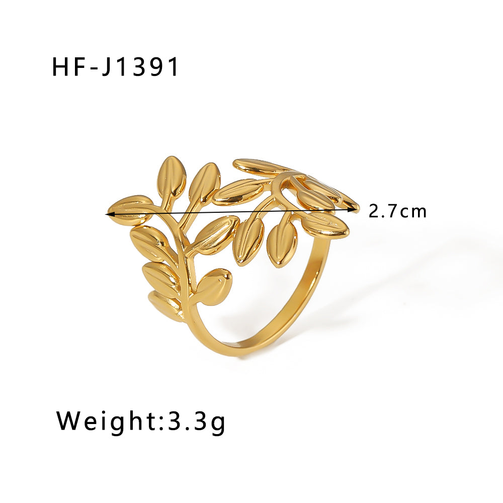 Modern Style Geometric Stainless Steel Plating Open Rings