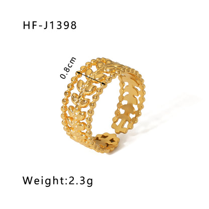 Modern Style Geometric Stainless Steel Plating Open Rings