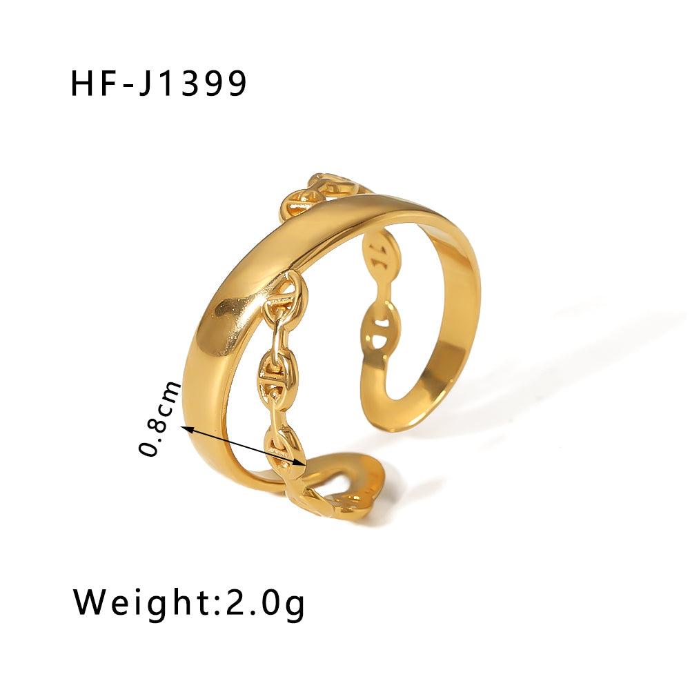 Modern Style Geometric Stainless Steel Plating Open Rings