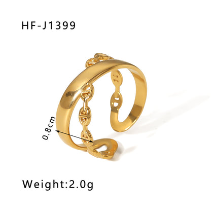 Modern Style Geometric Stainless Steel Plating Open Rings