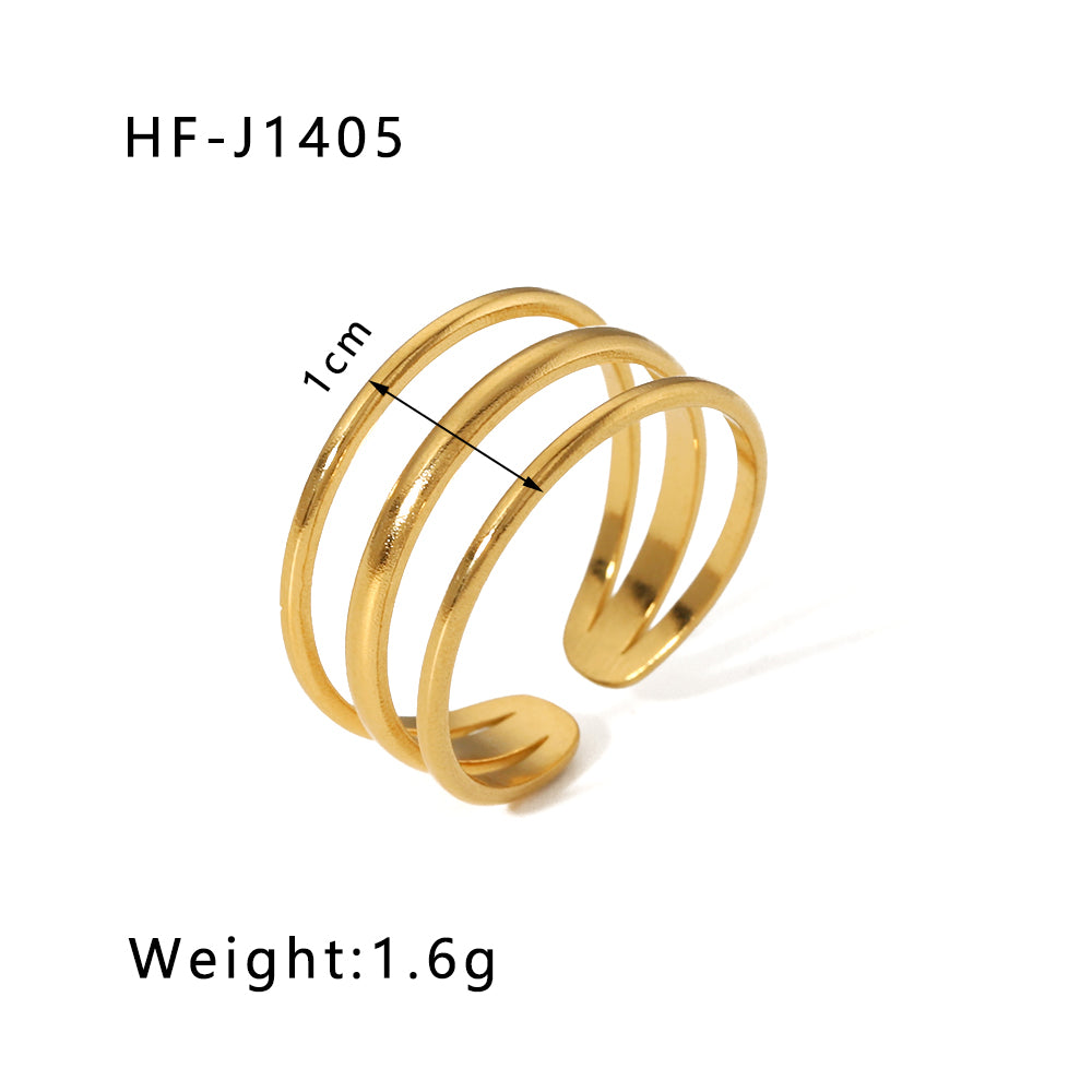 Modern Style Geometric Stainless Steel Plating Open Rings