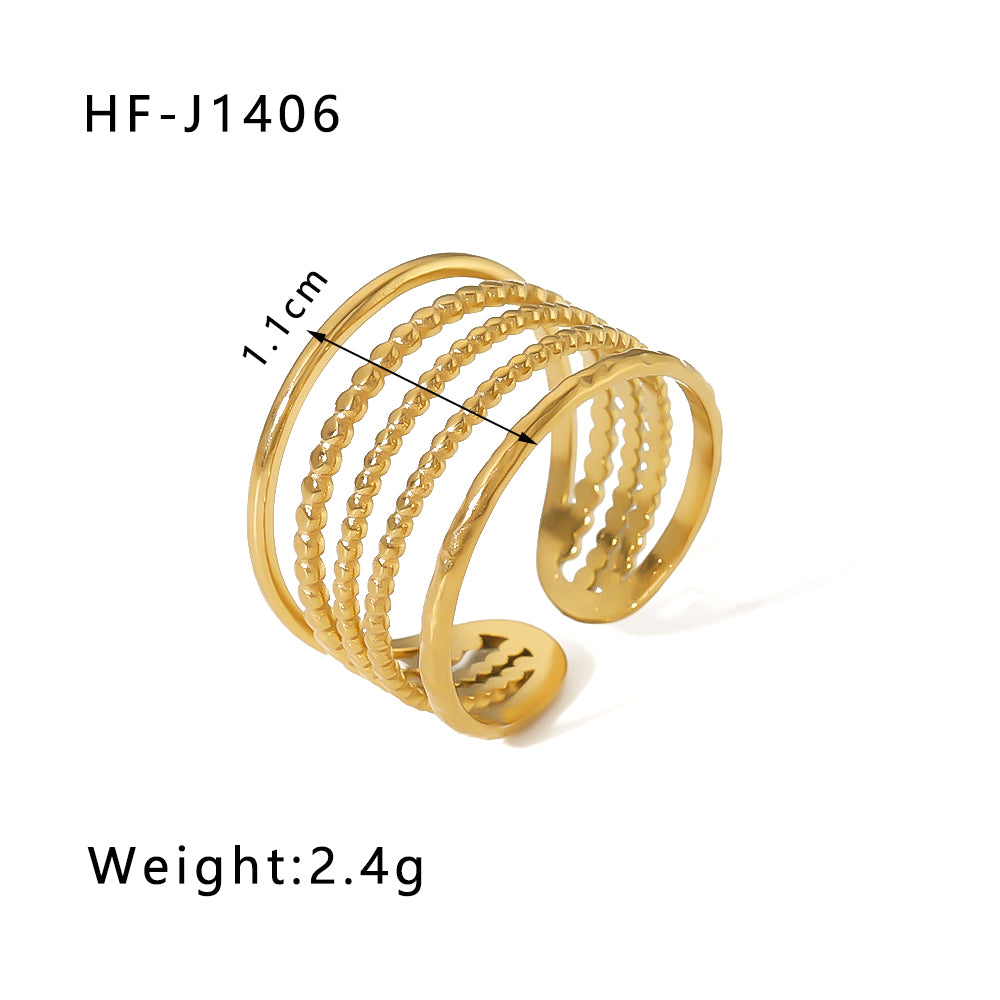 Modern Style Geometric Stainless Steel Plating Open Rings