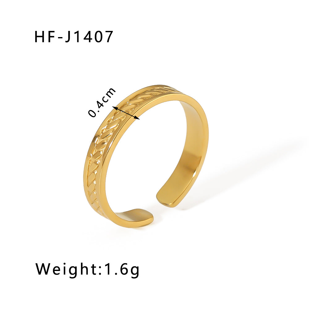 Modern Style Geometric Stainless Steel Plating Open Rings