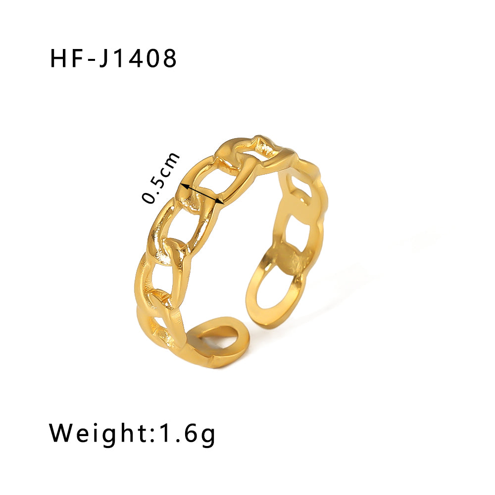 Modern Style Geometric Stainless Steel Plating Open Rings