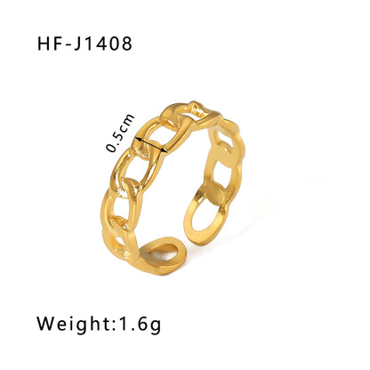 Modern Style Geometric Stainless Steel Plating Open Rings