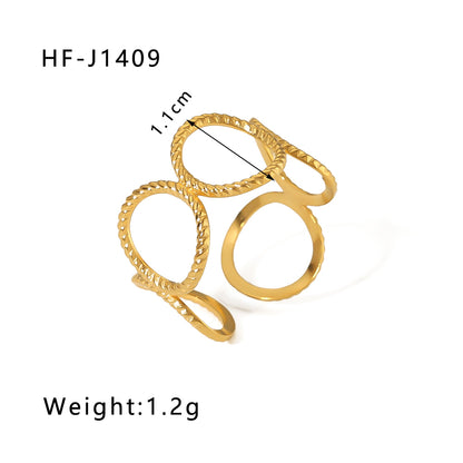 Modern Style Geometric Stainless Steel Plating Open Rings