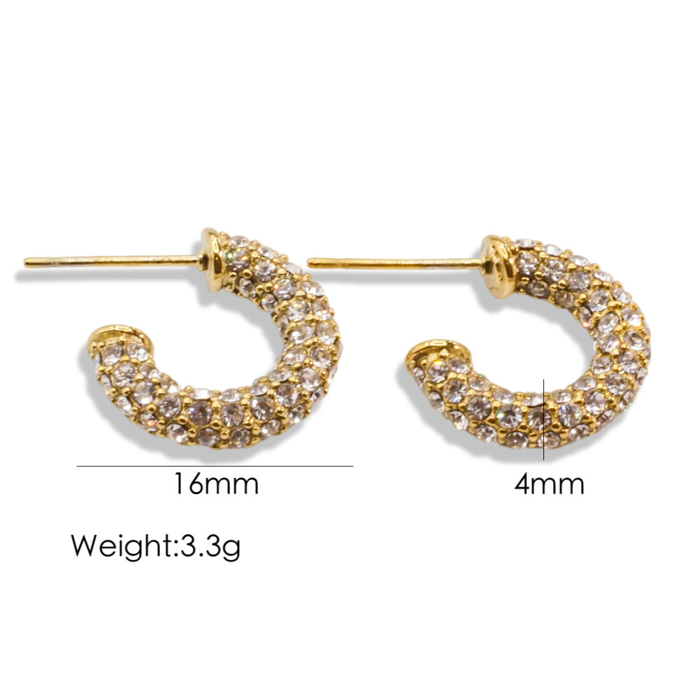 1 Pair Simple Style Classic Style Color Block Inlay Titanium Steel Rhinestones Ear Studs