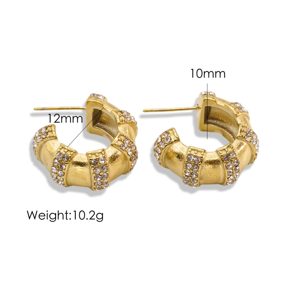 1 Pair Simple Style Classic Style Solid Color Inlay Titanium Steel Rhinestones Ear Studs