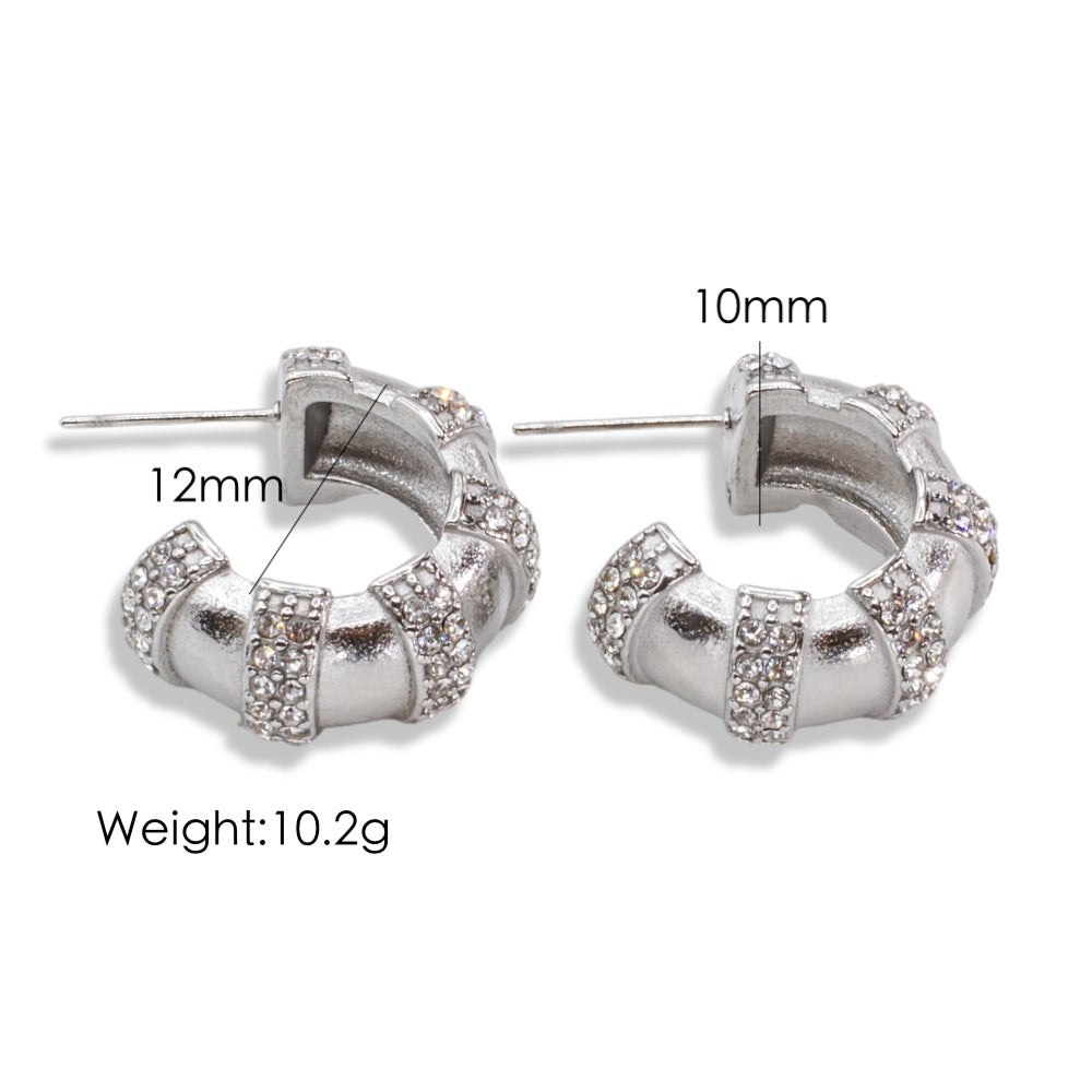 1 Pair Simple Style Classic Style Solid Color Inlay Titanium Steel Rhinestones Ear Studs