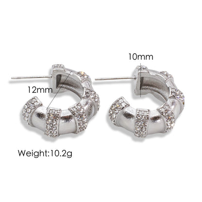 1 Pair Simple Style Classic Style Solid Color Inlay Titanium Steel Rhinestones Ear Studs