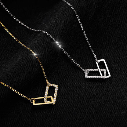 Glam Shiny Square Sterling Silver Plating Inlay Zircon Gold Plated Silver Plated Pendant Necklace